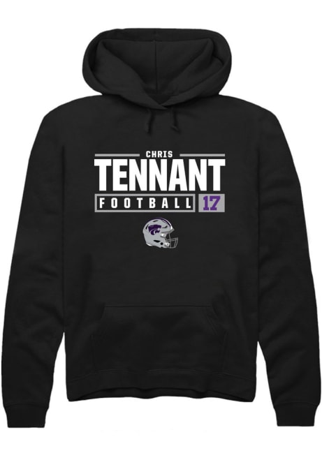 Chris Tennant Rally Mens Black K-State Wildcats NIL Stacked Box Hooded Sweatshirt