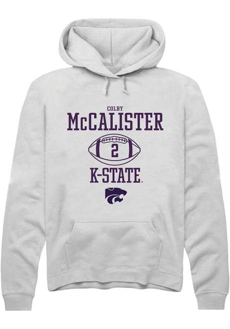 Colby McCalister Rally Mens White K-State Wildcats NIL Sport Icon Hooded Sweatshirt