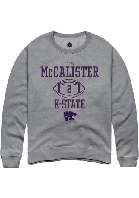Colby McCalister Rally Mens Graphite K-State Wildcats NIL Sport Icon Crew Sweatshirt
