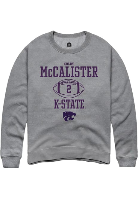 Colby McCalister Rally Mens Grey K-State Wildcats NIL Sport Icon Crew Sweatshirt