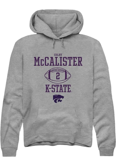 Colby McCalister Rally Mens Grey K-State Wildcats NIL Sport Icon Hooded Sweatshirt