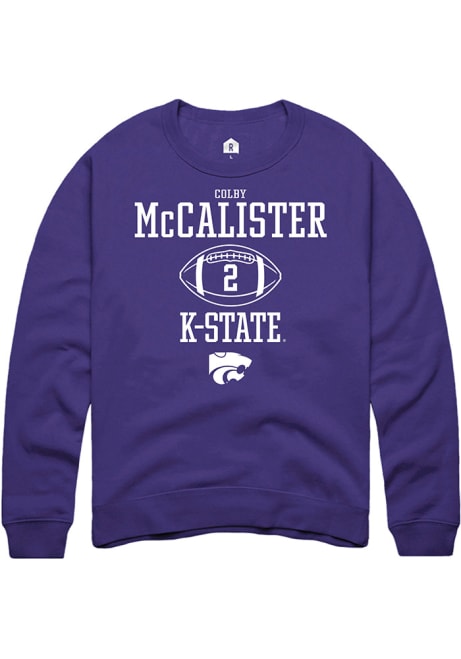 Colby McCalister Rally Mens Purple K-State Wildcats NIL Sport Icon Crew Sweatshirt