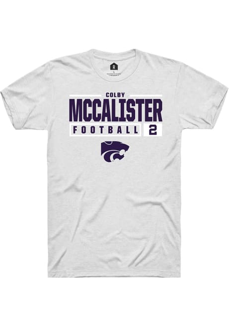 Colby McCalister White K-State Wildcats NIL Stacked Box Short Sleeve T Shirt