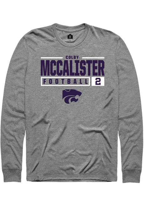 Colby McCalister Rally Mens Graphite K-State Wildcats NIL Stacked Box Tee