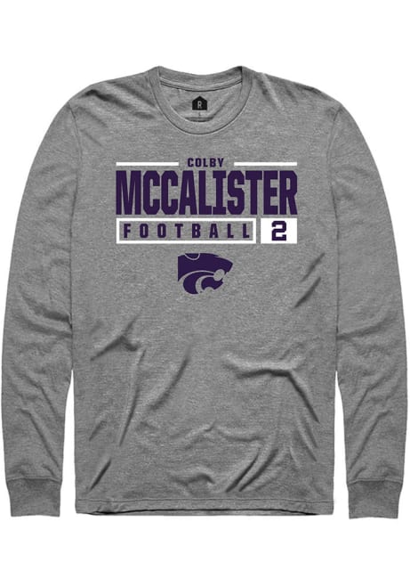 Colby McCalister Rally Mens Grey K-State Wildcats NIL Stacked Box Tee