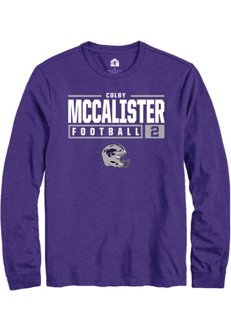 Colby McCalister Rally Mens Purple K-State Wildcats NIL Stacked Box Tee