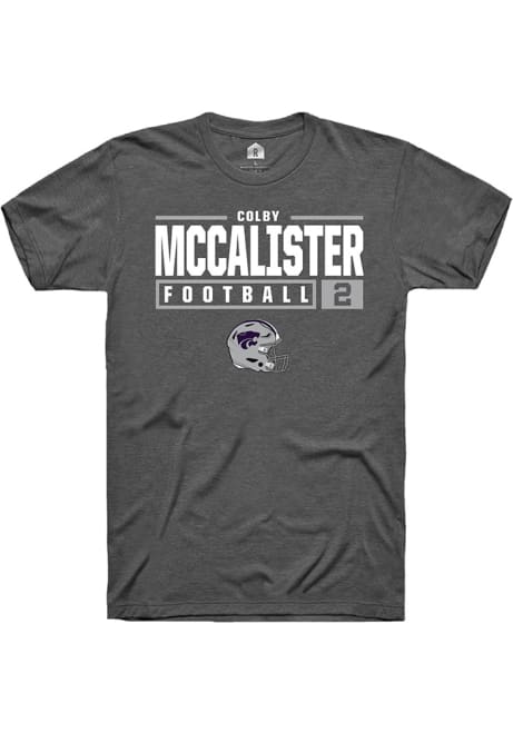 Colby McCalister Dark Grey K-State Wildcats NIL Stacked Box Short Sleeve T Shirt