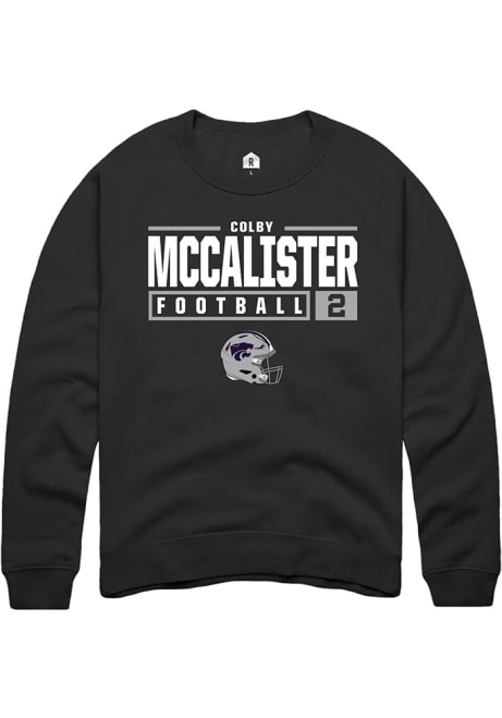 Colby McCalister Rally Mens Black K-State Wildcats NIL Stacked Box Crew Sweatshirt