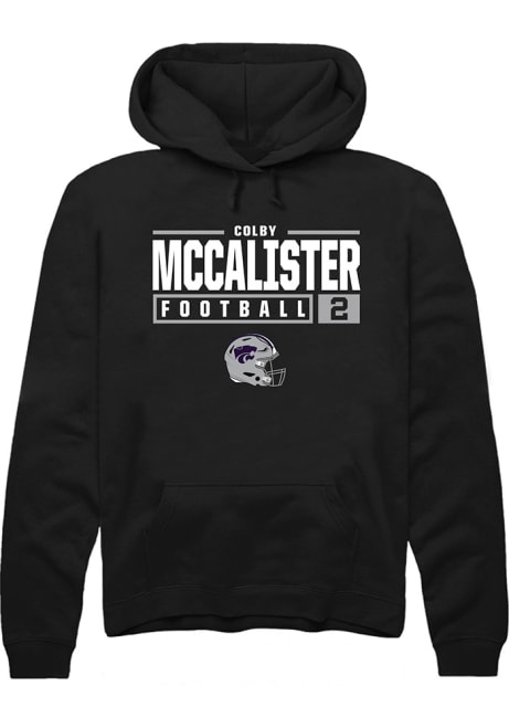 Colby McCalister Rally Mens Black K-State Wildcats NIL Stacked Box Hooded Sweatshirt