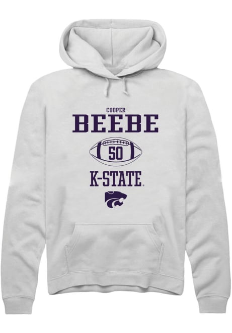 Cooper Beebe Rally Mens White K-State Wildcats NIL Sport Icon Hooded Sweatshirt