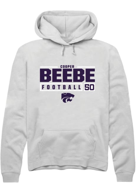 Cooper Beebe Rally Mens White K-State Wildcats NIL Stacked Box Hooded Sweatshirt