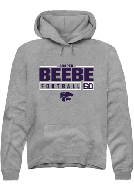 Cooper Beebe Rally Mens Graphite K-State Wildcats NIL Stacked Box Hooded Sweatshirt