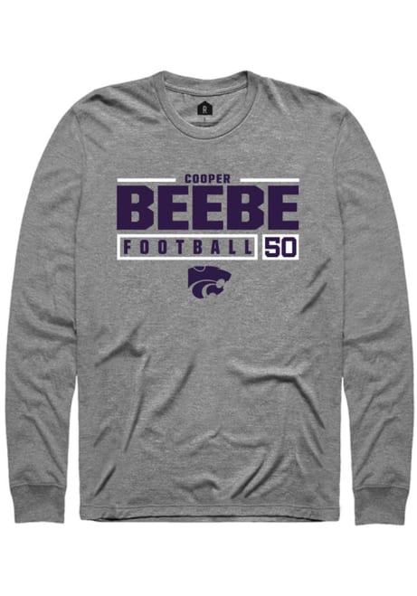 Cooper Beebe Rally Mens Graphite K-State Wildcats NIL Stacked Box Tee