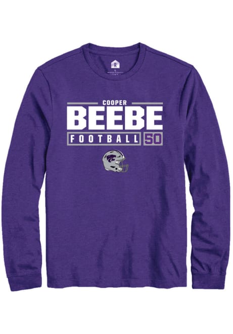 Cooper Beebe Rally Mens Purple K-State Wildcats NIL Stacked Box Tee