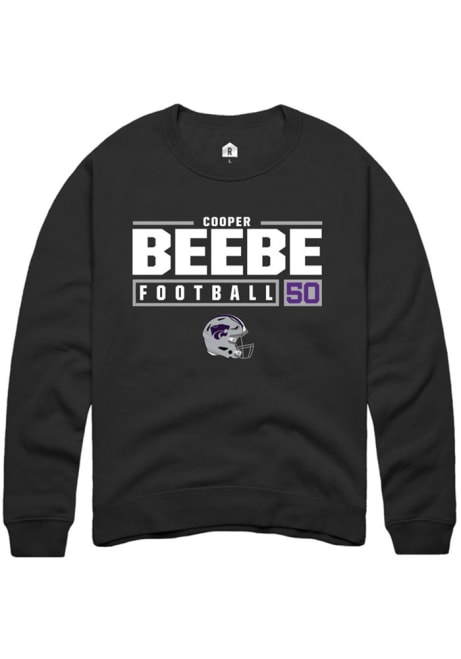 Cooper Beebe Rally Mens Black K-State Wildcats NIL Stacked Box Crew Sweatshirt
