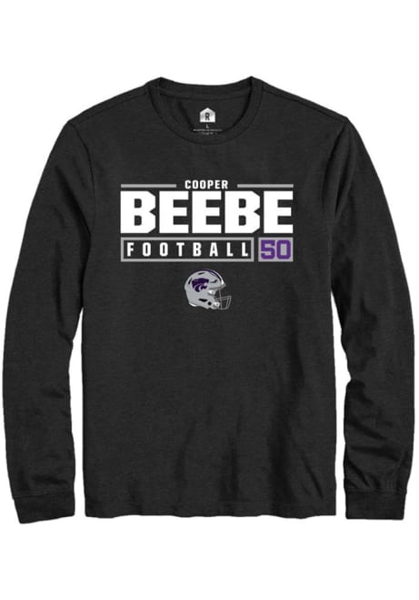 Cooper Beebe Rally Mens Black K-State Wildcats NIL Stacked Box Tee