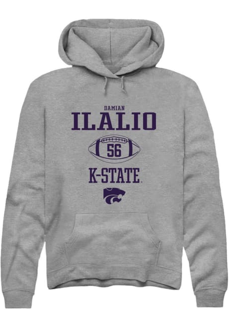 Damian Ilalio Rally Mens Grey K-State Wildcats NIL Sport Icon Hooded Sweatshirt