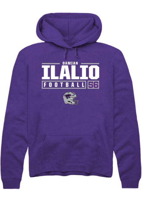 Damian Ilalio Rally Mens Purple K-State Wildcats NIL Stacked Box Hooded Sweatshirt
