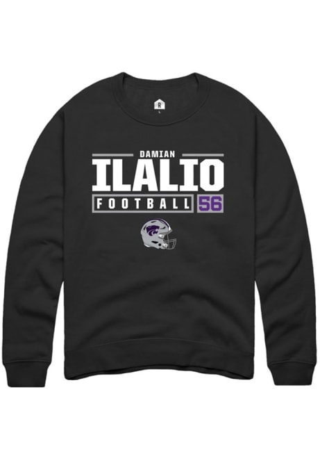 Damian Ilalio Rally Mens Black K-State Wildcats NIL Stacked Box Crew Sweatshirt