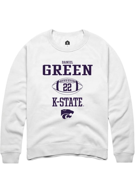 Daniel Green Rally Mens White K-State Wildcats NIL Sport Icon Crew Sweatshirt