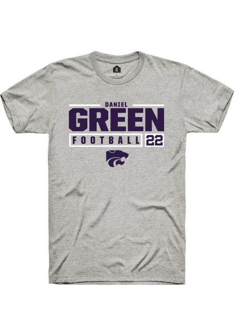 Daniel Green Grey K-State Wildcats NIL Stacked Box Short Sleeve T Shirt