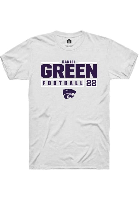 Daniel Green White K-State Wildcats NIL Stacked Box Short Sleeve T Shirt