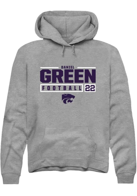 Daniel Green Rally Mens Grey K-State Wildcats NIL Stacked Box Hooded Sweatshirt