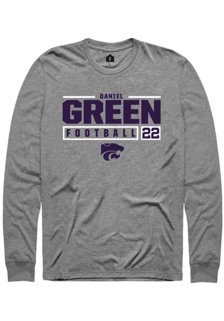 Daniel Green Rally Mens Grey K-State Wildcats NIL Stacked Box Tee