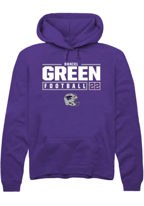 Daniel Green Rally Mens Purple K-State Wildcats NIL Stacked Box Hooded Sweatshirt