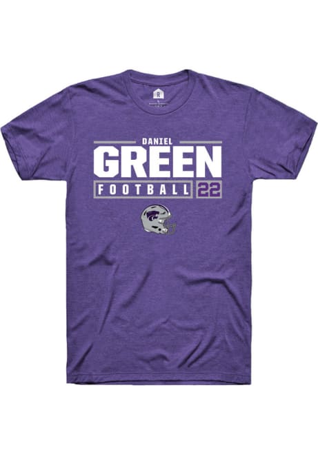 Daniel Green Purple K-State Wildcats NIL Stacked Box Short Sleeve T Shirt