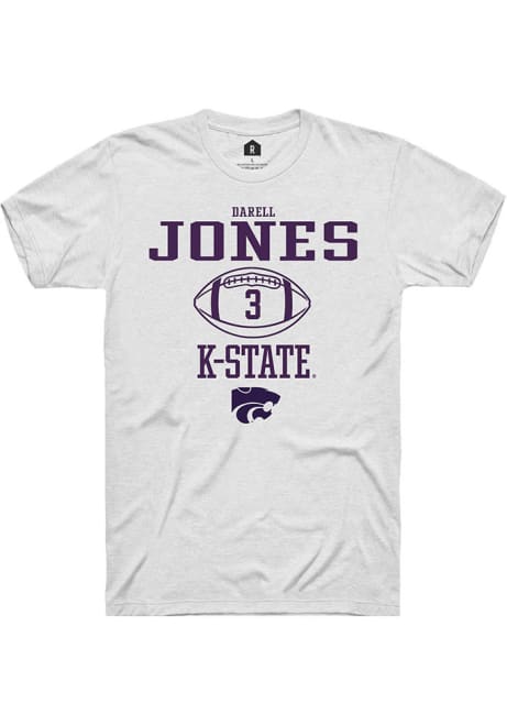 Darell Jones White K-State Wildcats NIL Sport Icon Short Sleeve T Shirt