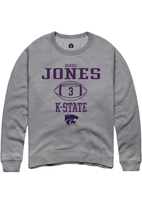 Darell Jones Rally Mens Graphite K-State Wildcats NIL Sport Icon Crew Sweatshirt