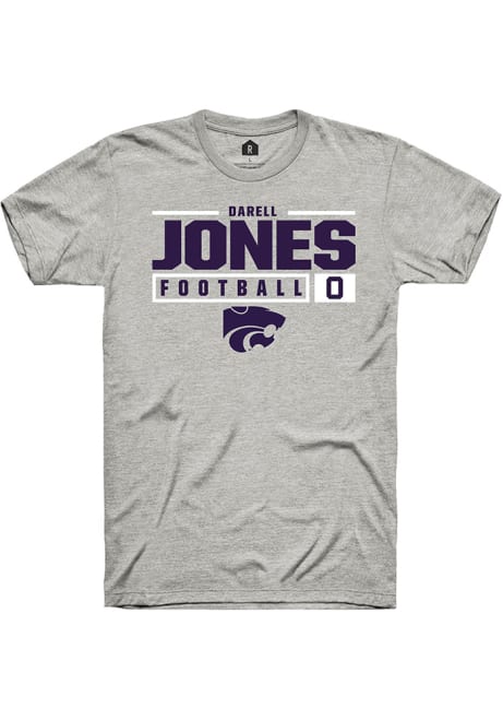 Darell Jones Ash K-State Wildcats NIL Stacked Box Short Sleeve T Shirt