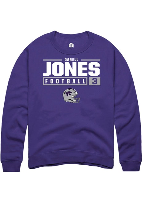 Darell Jones Rally Mens Purple K-State Wildcats NIL Stacked Box Crew Sweatshirt