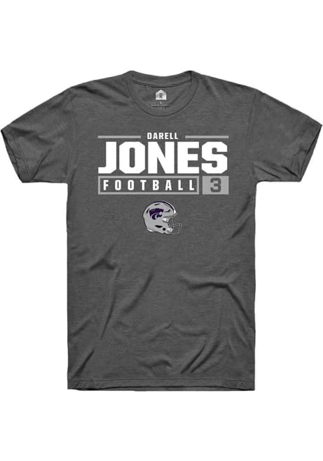 Darell Jones Dark Grey K-State Wildcats NIL Stacked Box Short Sleeve T Shirt