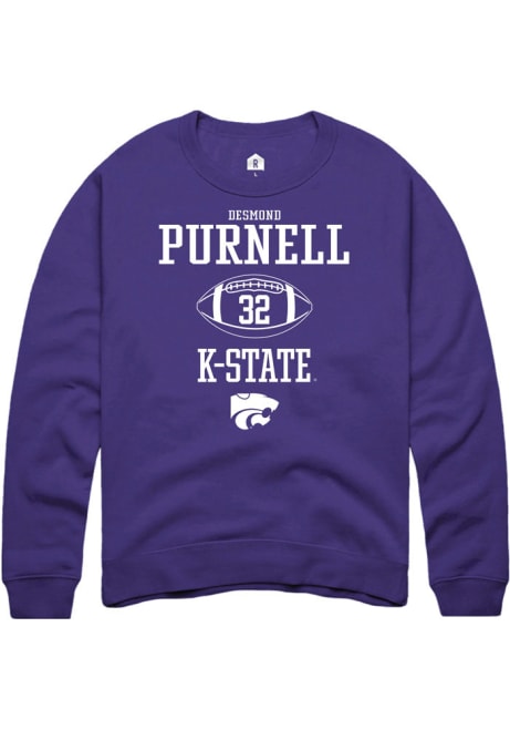 Desmond Purnell Rally Mens Purple K-State Wildcats NIL Sport Icon Crew Sweatshirt
