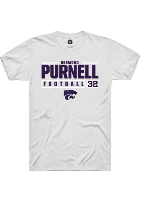 Desmond Purnell White K-State Wildcats NIL Stacked Box Short Sleeve T Shirt