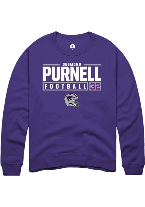 Desmond Purnell Rally Mens Purple K-State Wildcats NIL Stacked Box Crew Sweatshirt