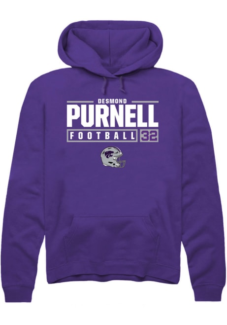 Desmond Purnell Rally Mens Purple K-State Wildcats NIL Stacked Box Hooded Sweatshirt