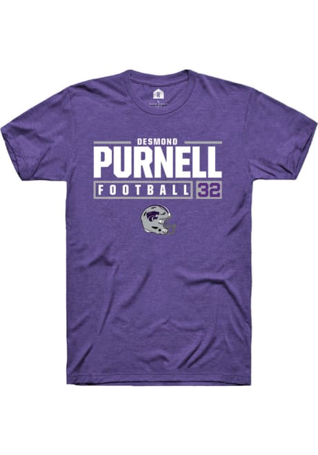 Desmond Purnell Purple K-State Wildcats NIL Stacked Box Short Sleeve T Shirt