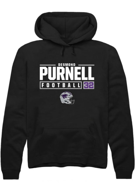 Desmond Purnell Rally Mens Black K-State Wildcats NIL Stacked Box Hooded Sweatshirt