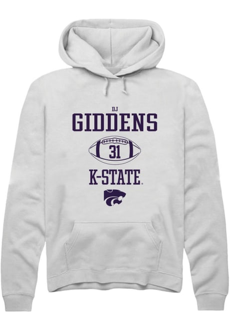 DJ Giddens Rally Mens White K-State Wildcats NIL Sport Icon Hooded Sweatshirt