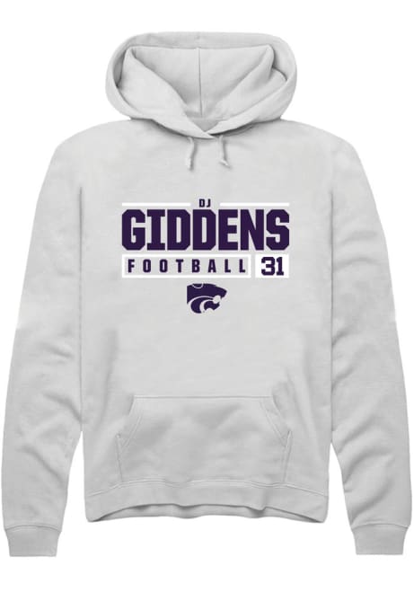 DJ Giddens Rally Mens White K-State Wildcats NIL Stacked Box Hooded Sweatshirt