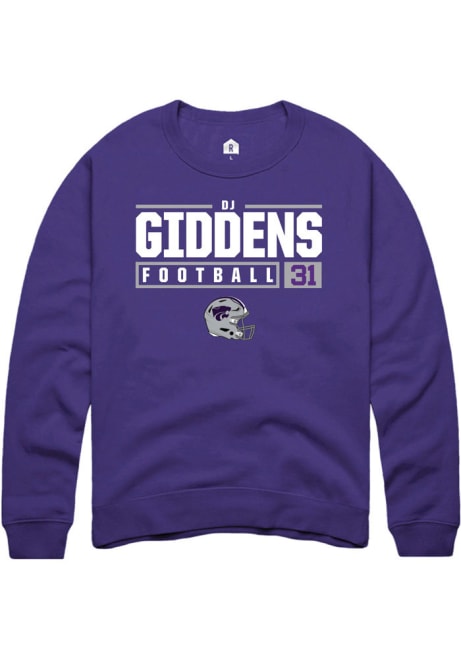 DJ Giddens Rally Mens Purple K-State Wildcats NIL Stacked Box Crew Sweatshirt
