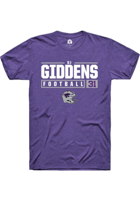DJ Giddens Purple K-State Wildcats NIL Stacked Box Short Sleeve T Shirt
