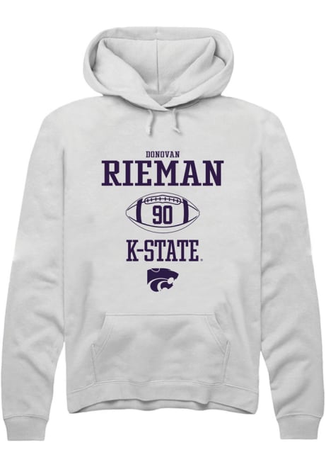 Donovan Rieman Rally Mens White K-State Wildcats NIL Sport Icon Hooded Sweatshirt