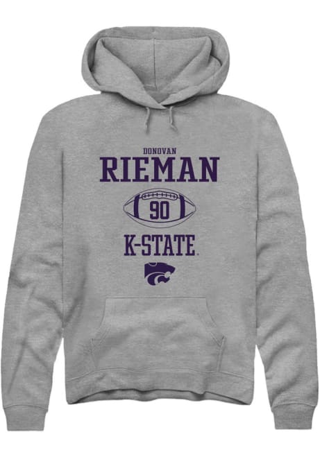 Donovan Rieman Rally Mens Graphite K-State Wildcats NIL Sport Icon Hooded Sweatshirt