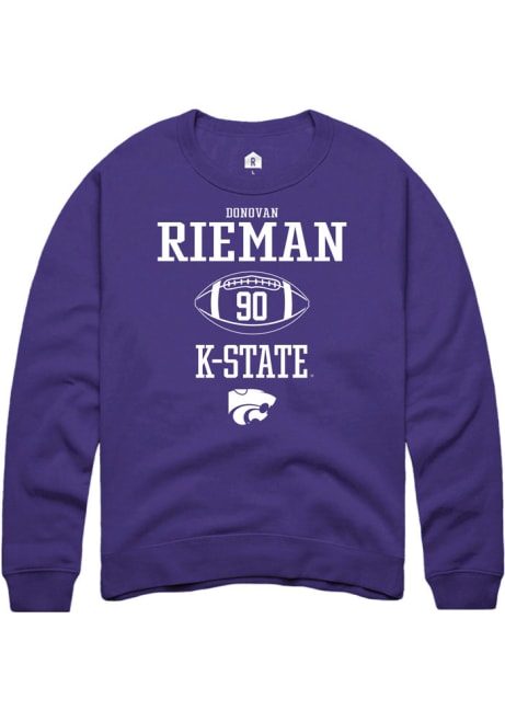Donovan Rieman Rally Mens Purple K-State Wildcats NIL Sport Icon Crew Sweatshirt