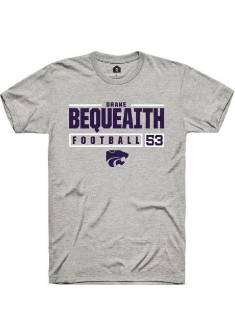 Drake Bequeaith Ash K-State Wildcats NIL Stacked Box Short Sleeve T Shirt