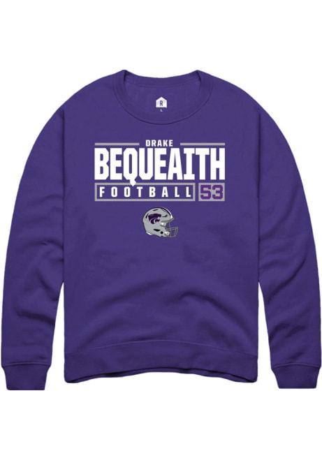 Drake Bequeaith Rally Mens Purple K-State Wildcats NIL Stacked Box Crew Sweatshirt